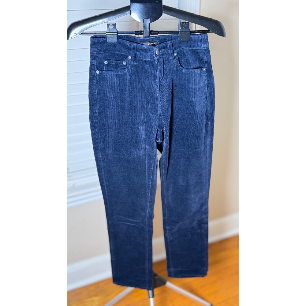 Quince Organic Stretch Corduroy Straight Leg Pants Deep Navy Blue Womens 2 NWOT